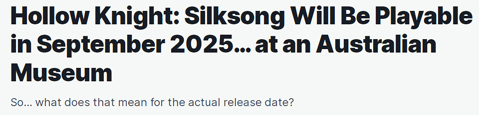 《空洞騎士:絲之歌》被選為ACMI參展遊戲 9月提供試玩 《空洞騎士:絲之歌》被選為ACMI參展遊戲 9月提供試玩