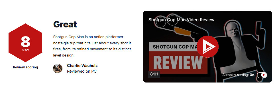 《霰彈警長》IGN 8分：飛馳的感覺超爽 令人意猶未盡!