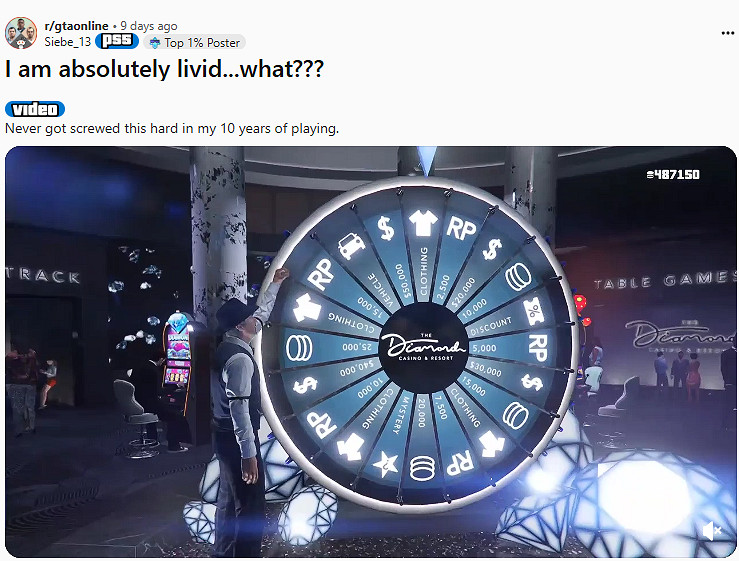 《GTAOL》玩家悲劇經歷！幸運轉盤中頭獎被踢出遊戲