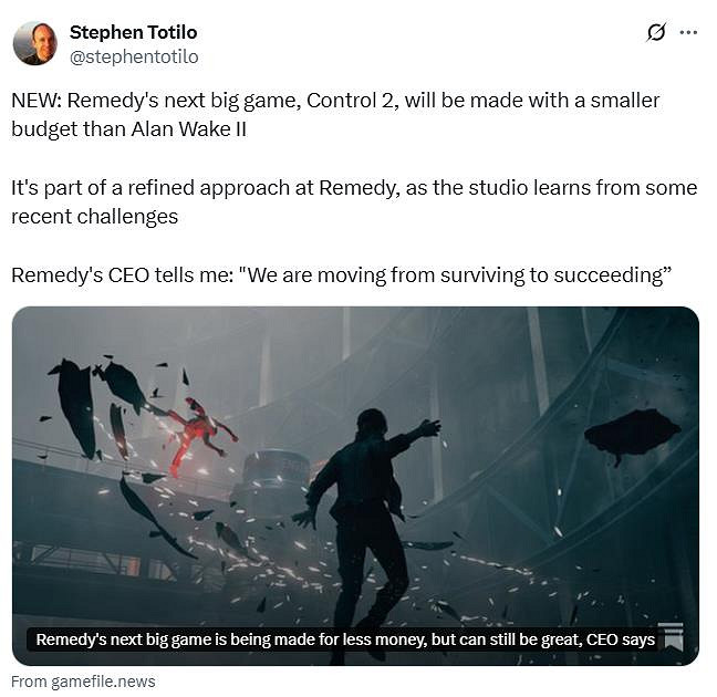 錢只要夠花就行！《控制2》預算將低於《心靈殺手2》
