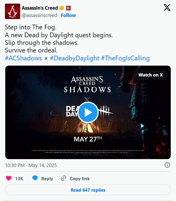 實錘了！黑鬼也是鬼!《刺客教條 影》連動《黎明死線》
