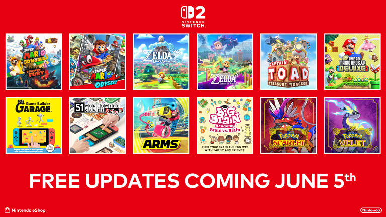 Switch2有12款遊戲獲免費升級:奧德賽、朱/紫等大作! Switch2有12款遊戲獲免費升級:奧德賽、朱/紫等大作!
