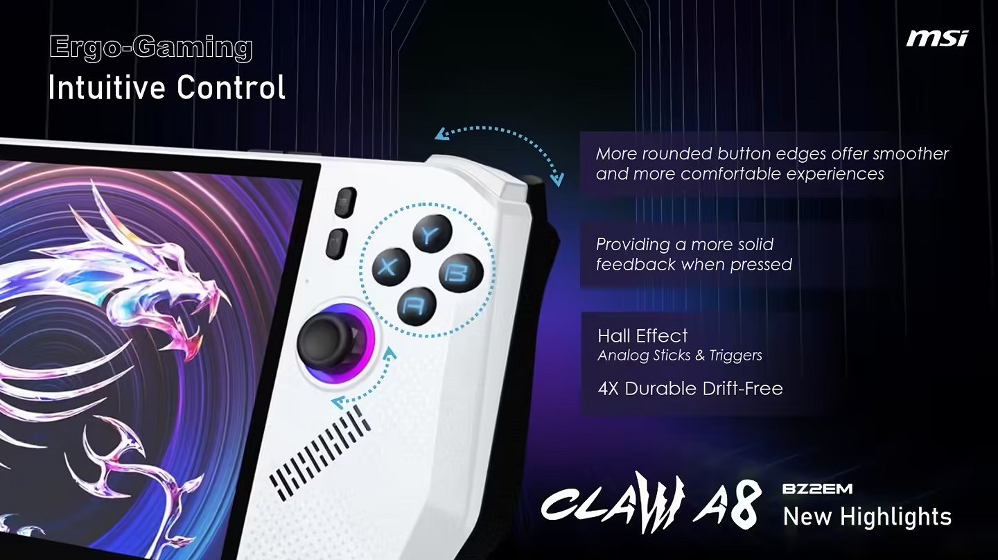 微星推出首款基於AMD處理器的Claw A8 PC遊戲掌機! 微星推出首款基於AMD處理器的Claw A8 PC遊戲掌機!