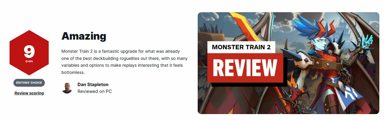 《怪物火車2》IGN 9分:驚喜不斷 重玩價值深不見底! 《怪物火車2》IGN 9分:驚喜不斷 重玩價值深不見底!