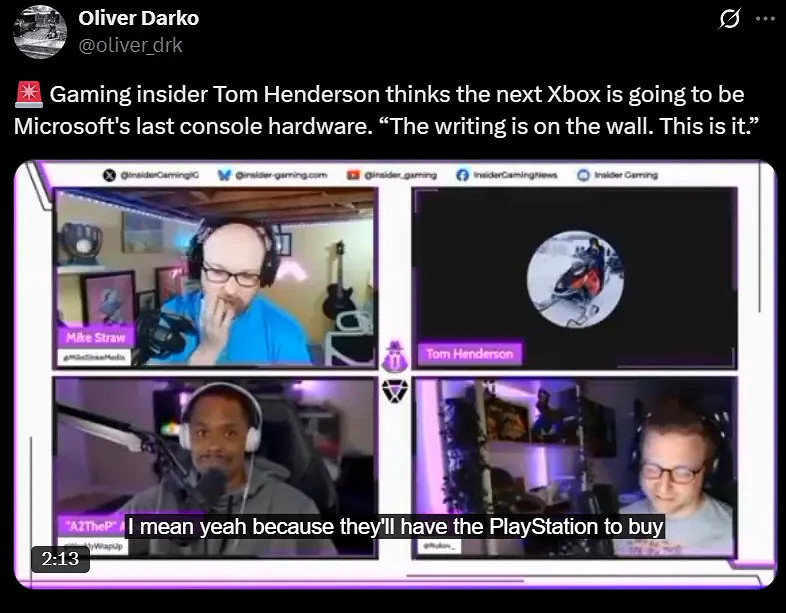 知名爆料人：下一代Xbox將是微軟最後一代主機