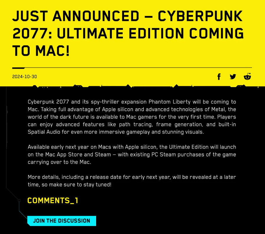 《電馭叛客2077》有沒有mac版本