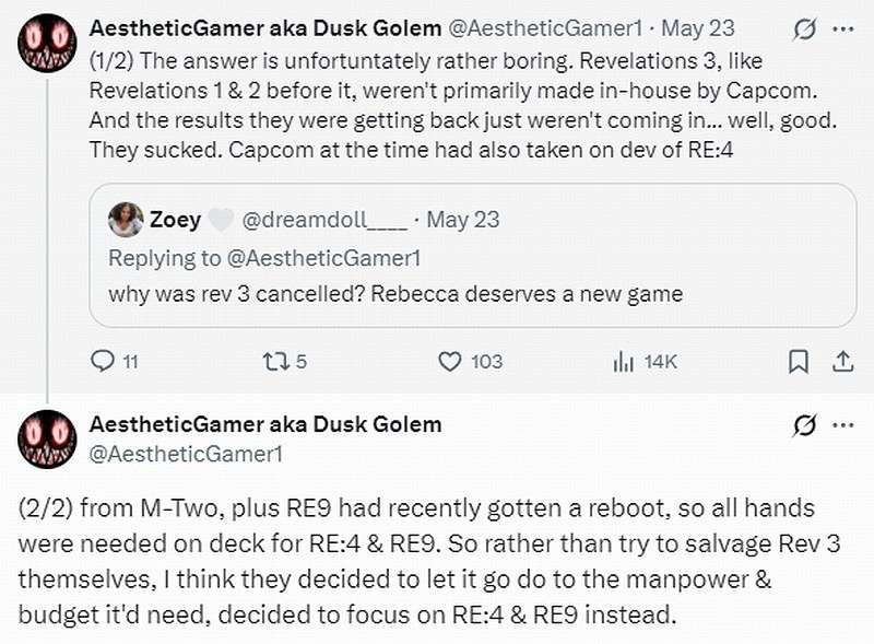 曝《惡靈古堡：啟示錄3》取消原因：外包搞砸了