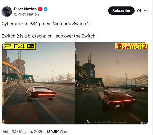 博主對比《2077》PS4 Pro版和Switch2版:質的飛躍! 博主對比《2077》PS4 Pro版和Switch2版:質的飛躍!