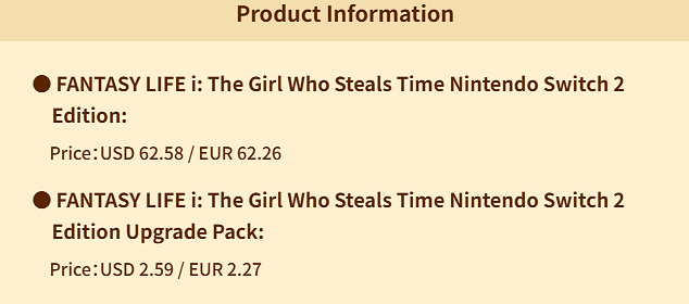 《幻想生活i》6月5日登陸Switch2！僅需2美元升級