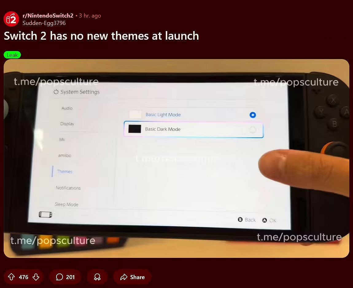曝NS2目前僅有兩種主題 但未來會有付費自定義主題