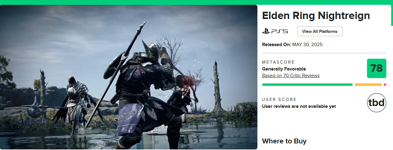 《艾爾登法環》新作M站78分:魂系老玩家不容錯過! 《艾爾登法環》新作M站78分:魂系老玩家不容錯過!