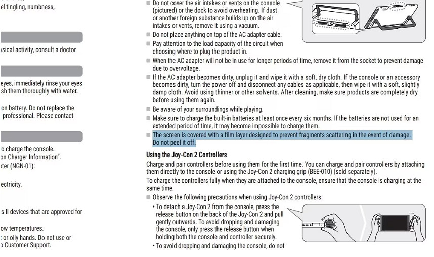 Switch2原廠螢幕膜別撕！任天堂說明有主機損壞風險