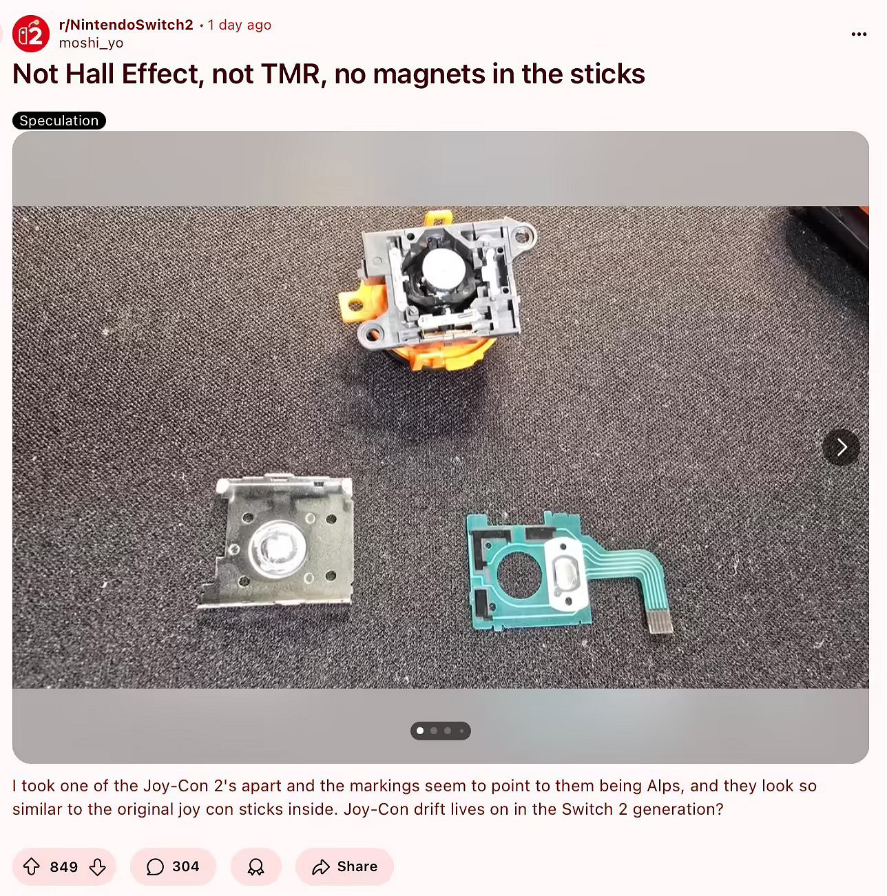 完了！玩家拆解Switch2手把 確認未使用霍爾效應搖桿