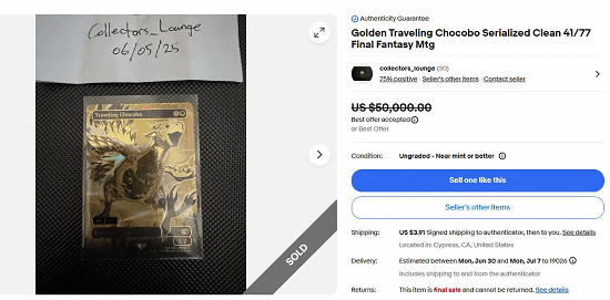 《魔法風雲會》與《FF》連動！一張稀有金卡高達5萬美元