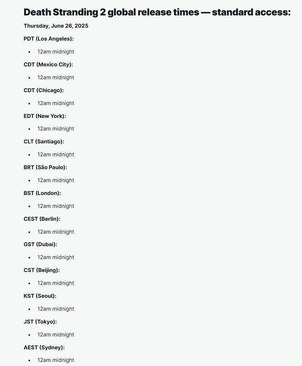 可以跳過Boss戰！《死亡擱淺2》全球解鎖時間表公布