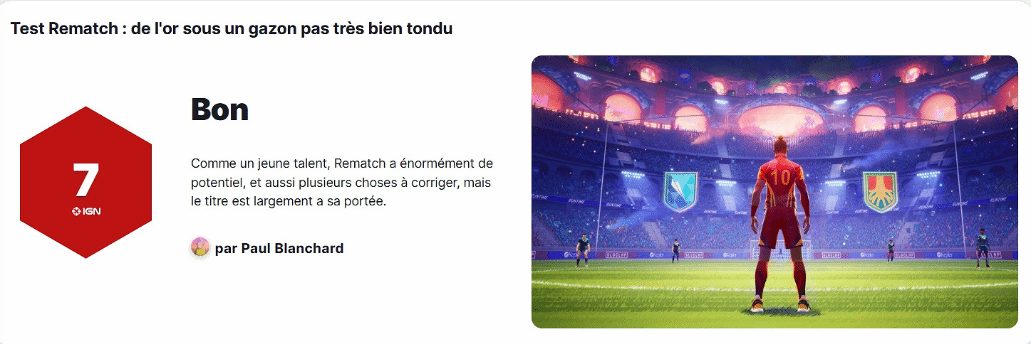 《開球!Rematch》IGN法國 7分:很多地方仍需改進 《開球!Rematch》IGN法國 7分:很多地方仍需改進