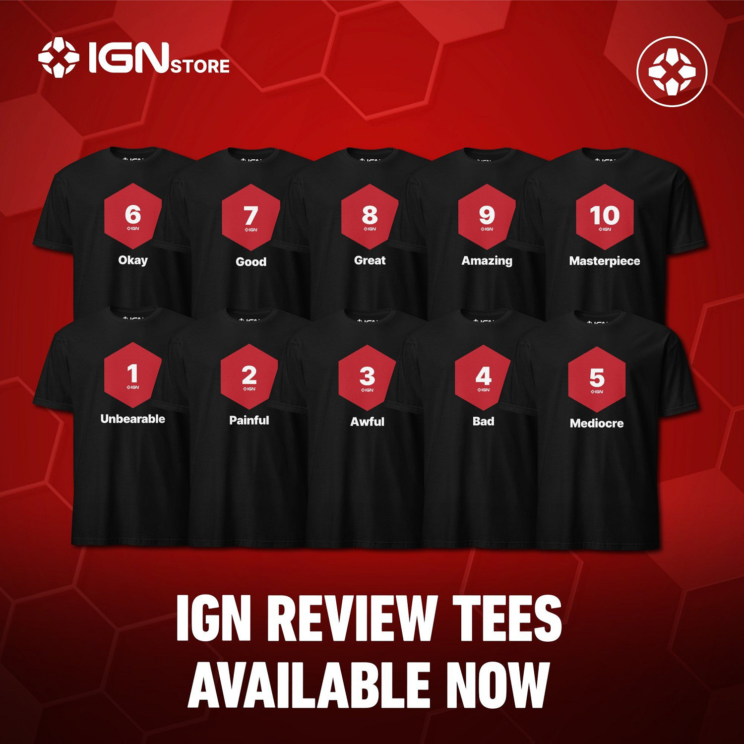 整活還得官方來!IGN推出評分主題T恤:1至10分都有 整活還得官方來!IGN推出評分主題T恤:1至10分都有