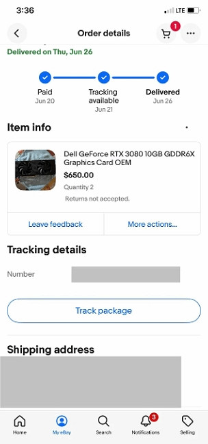 &quot;RTX 3080&quot;變&quot;3090&quot; 買家意外花650美元撿漏！賣家血虧