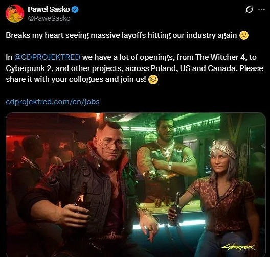 CDPR向被裁的Xbox人才拋出橄欖枝:歡迎加入《巫師4》 CDPR向被裁的Xbox人才拋出橄欖枝:歡迎加入《巫師4》