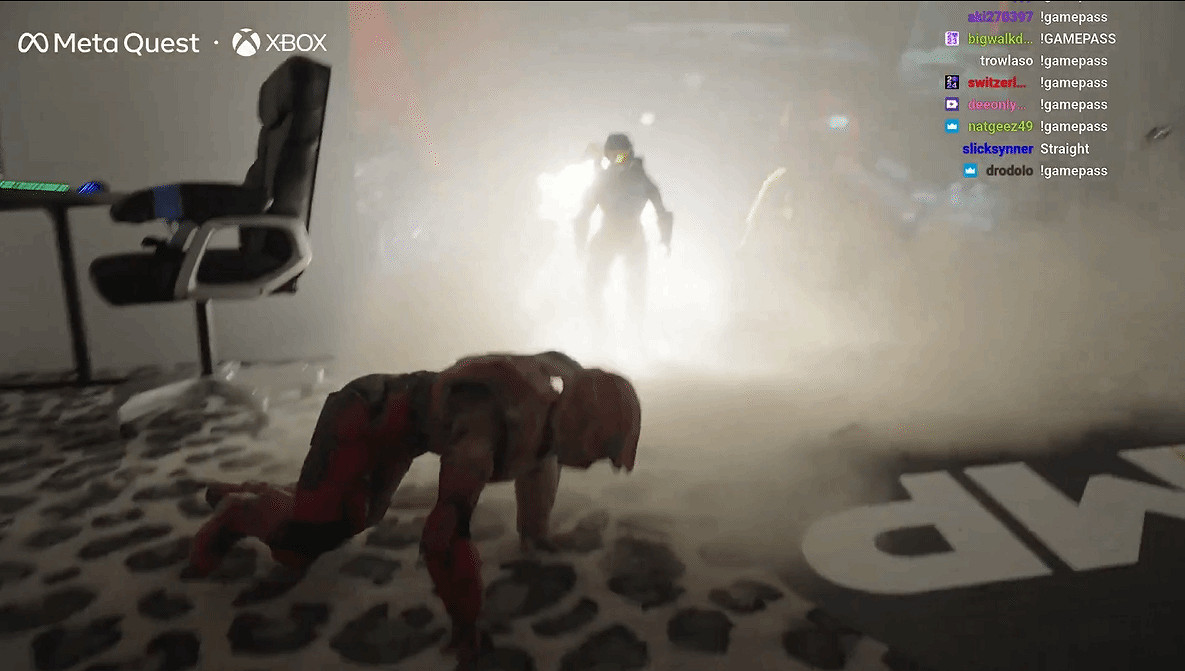 次元穿越?主播玩《最後一戰》出大事：斯巴達戰士破牆而出