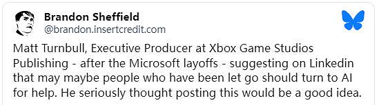 XBOX製作人建議被裁人員可以利用AI來進行職業規劃