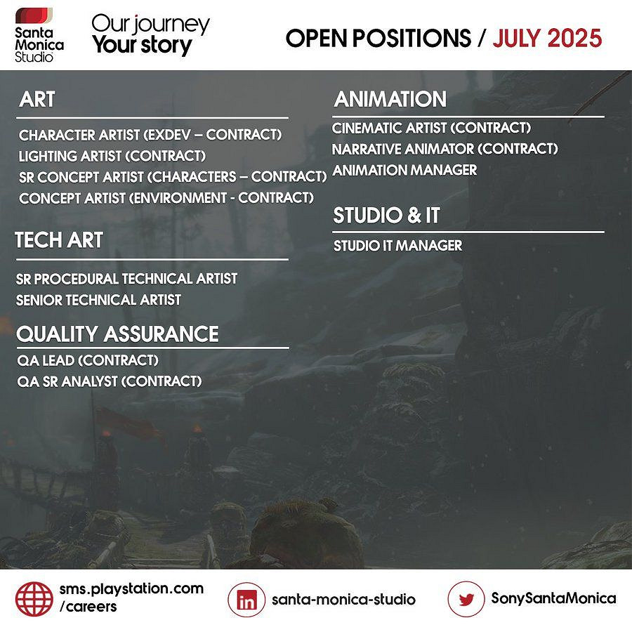 《戰神》“未公布新作”要來了！聖莫尼卡正招兵買馬