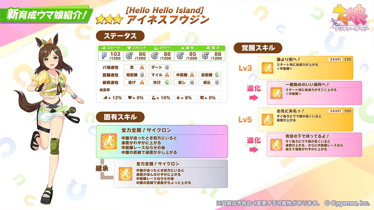 《賽馬娘》推出艾尼風神新衣裝與目白雷恩新支援角色 《賽馬娘》推出艾尼風神新衣裝與目白雷恩新支援角色