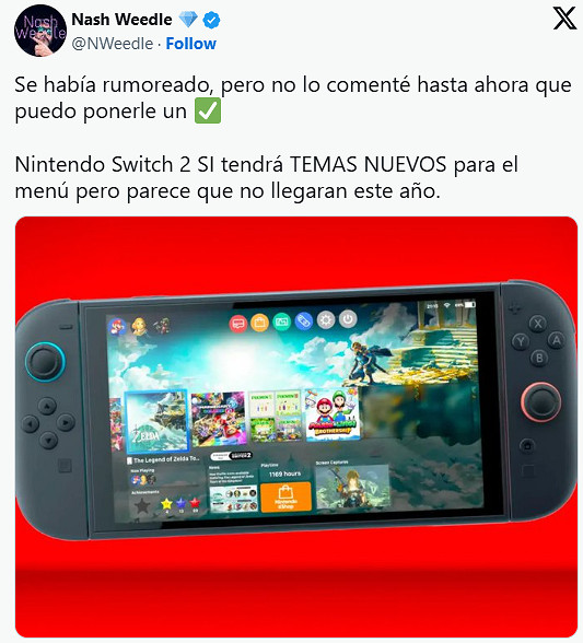 任天堂內部人員爆料Switch 2系統主題功能正在開發！