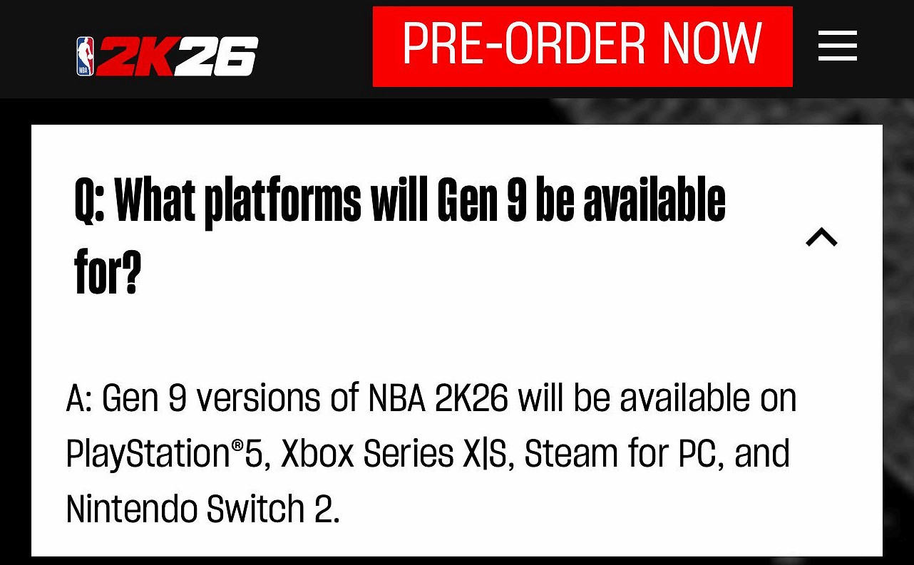 《NBA 2K26》Switch2版是次世代版！各平台表現一致