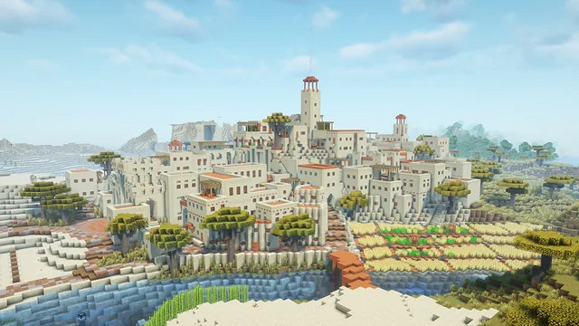 黃沙之上的奇蹟！MC玩家耗時百日打造震撼沙漠城鎮群