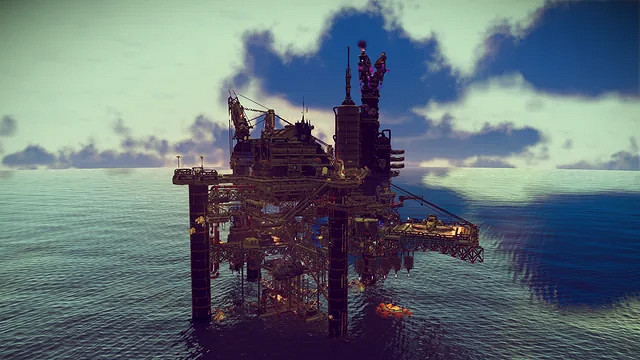 《無人深空》玩家神還原！海上鑽井平台基地震撼誕生