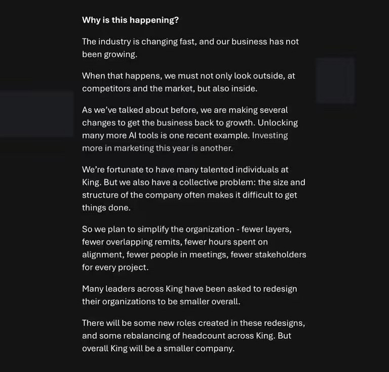 AI替代傳統人力!曝《糖果傳奇》開發商裁員超200人 AI替代傳統人力!曝《糖果傳奇》開發商裁員超200人