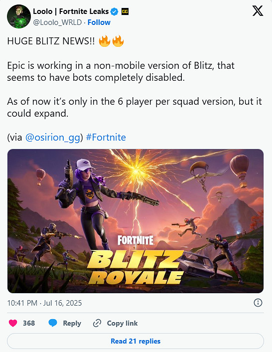 《堡壘之夜》泄露消息:閃電戰模式即將迎來重大革新! 《堡壘之夜》泄露消息:閃電戰模式即將迎來重大革新!