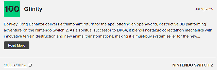 《咚奇剛:蕉力全開》M站均分91分!好評率高達100% 《咚奇剛:蕉力全開》M站均分91分!好評率高達100%