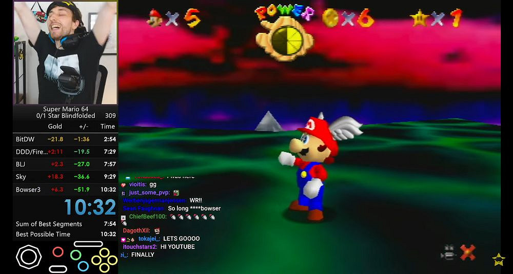 蒙眼挑戰成功!《超級瑪利歐64》速通紀錄再創新高! 蒙眼挑戰成功!《超級瑪利歐64》速通紀錄再創新高!