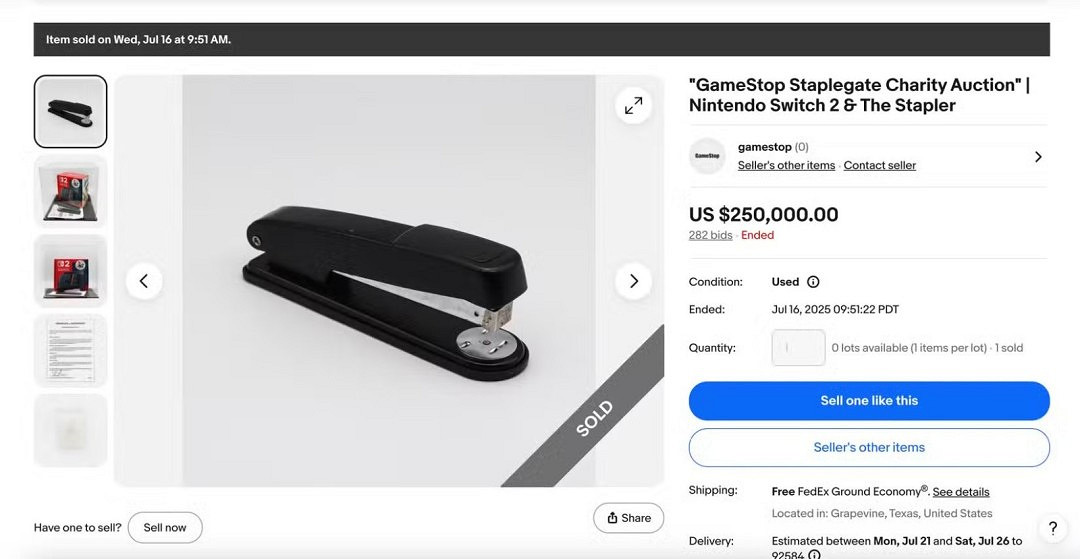 訂書釘損壞NS2以25萬美元拍出 “訂書釘門”正式落幕！