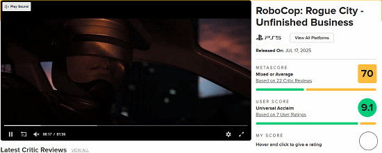 M站70分 VS Steam 88%好評！《機器戰警》陷評分分裂