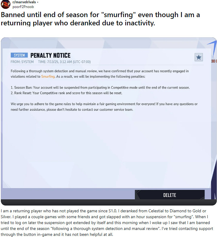 封禁可能循環!《漫威爭鋒》反小號系統誤傷無辜玩家 封禁可能循環!《漫威爭鋒》反小號系統誤傷無辜玩家