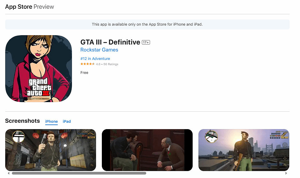 《GTA3最終版》移動版納入GTA+!非會員可限時試玩 《GTA3最終版》移動版納入GTA+!非會員可限時試玩