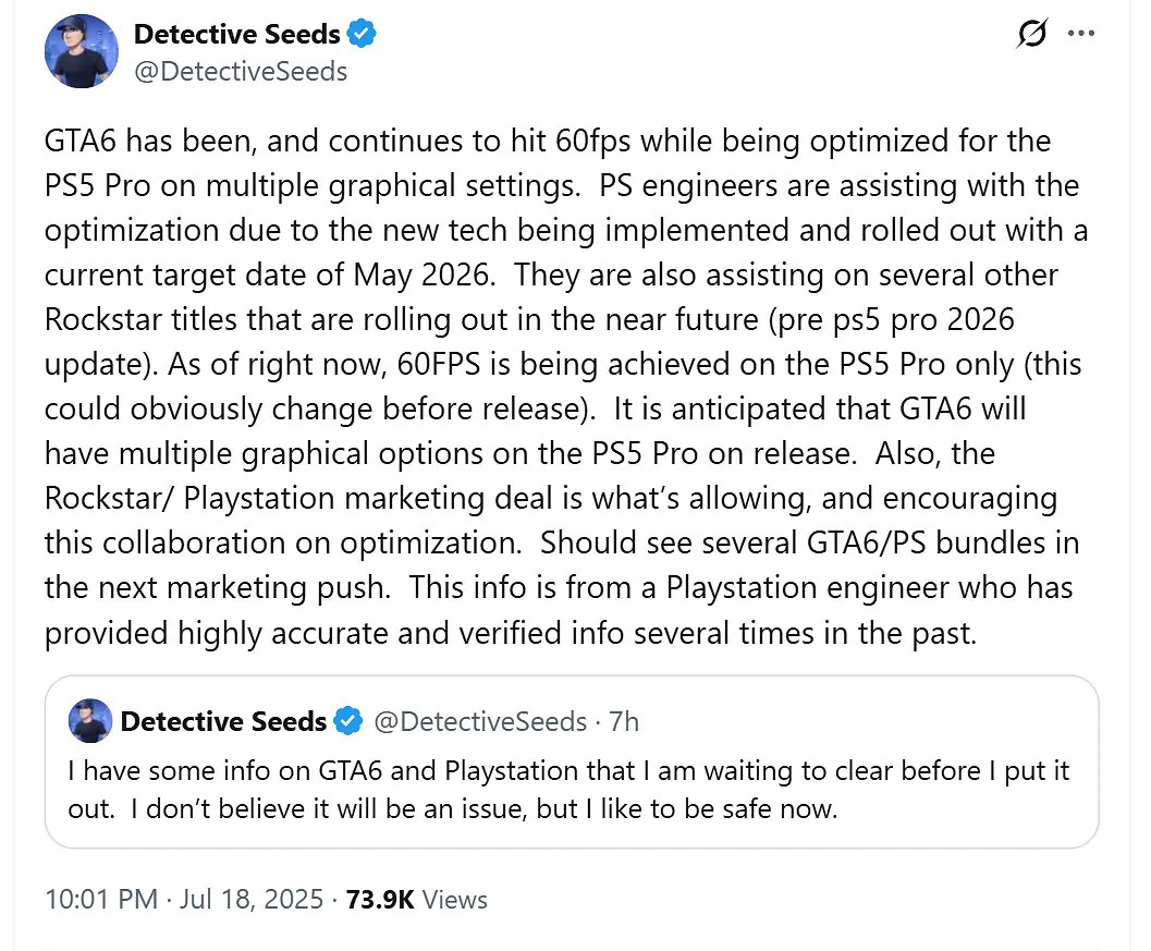 曝《GTA6》60幀僅PS5 Pro可達！SIE工程師緊急介入優化