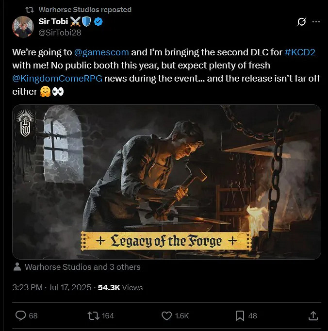 《天國降臨: 救贖2》第二部DLC將在科隆遊戲展重磅揭曉！