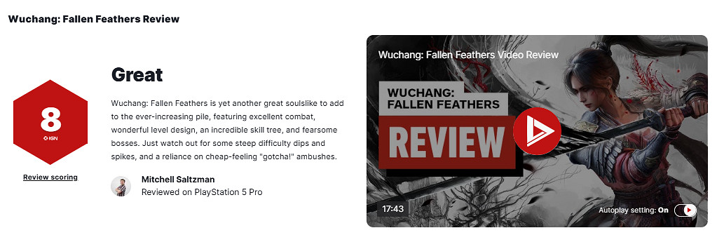 《明末：淵虛之羽》IGN 8分：與魂類遊戲佳作比肩！