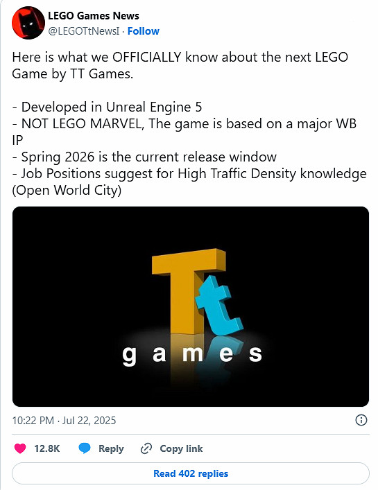 傳聞：新樂高遊戲細節曝光，疑為蝙蝠俠主題開放世界