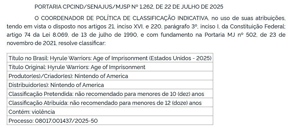 NS2《塞爾達無雙：封印戰記》發售臨近？巴西評級曝光
