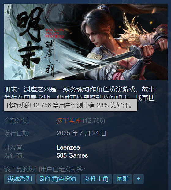 《明末》Steam回升至“多半差評”！修復更新檔即將推出