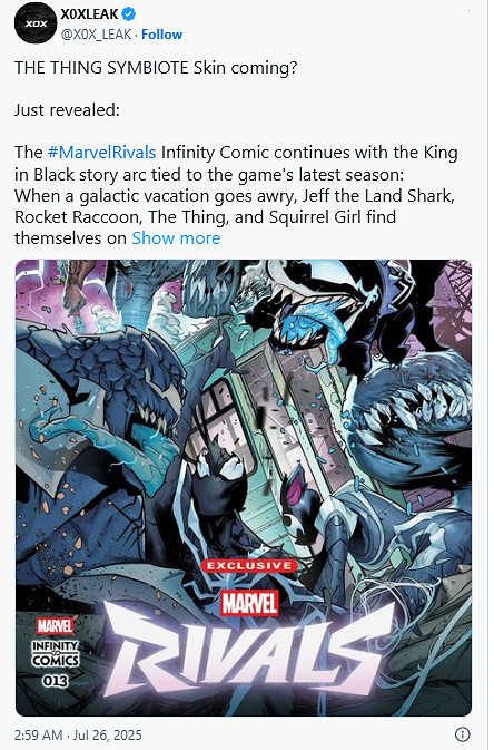 網傳《漫威爭鋒》石頭人疑將獲得共生體毒液新皮膚! 網傳《漫威爭鋒》石頭人疑將獲得共生體毒液新皮膚!