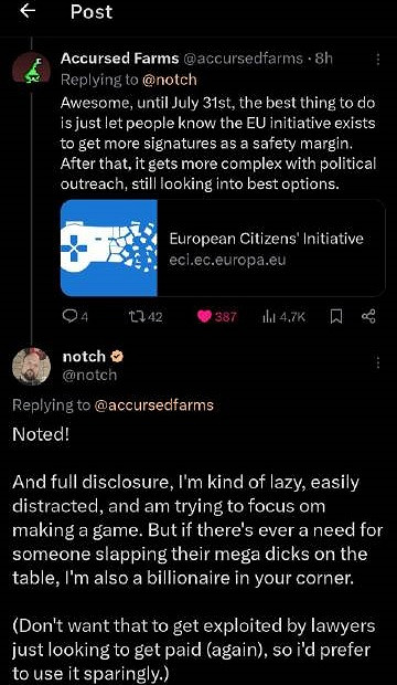 《當個創世神麥塊》創始人支援“停止殺死遊戲”，願提供援助