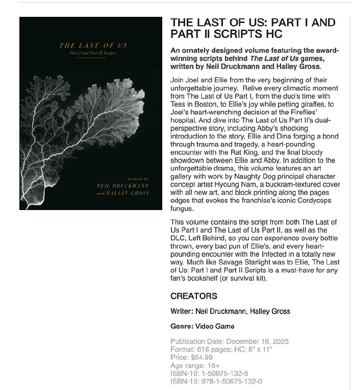 《最後生還者》劇本集現已在亞馬遜及美國漫畫店預購 《最後生還者》劇本集現已在亞馬遜及美國漫畫店預購