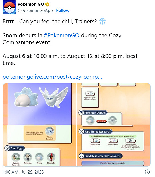 第八世代冰系首秀！《寶可夢GO》“溫馨夥伴”活動將啟