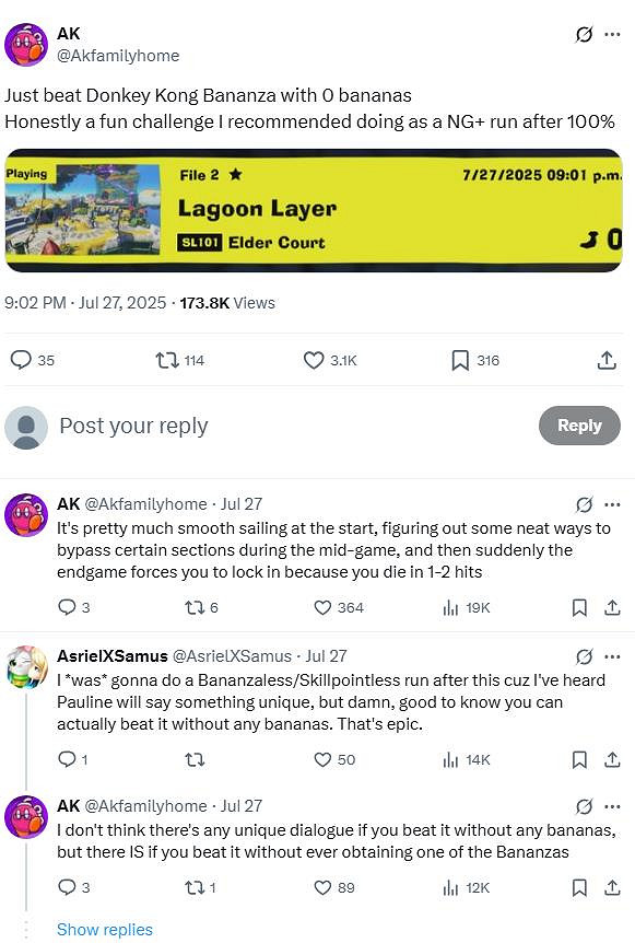 高手！《咚奇剛 蕉力全開》已有玩家全程不碰香蕉通關